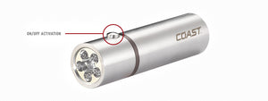 An infographic highlighting the COAST front switch system that features on and off light modes.