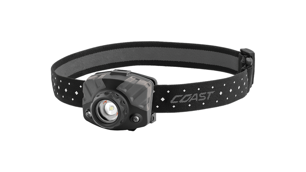 COAST FL68 400 Lumen Tri Colored LED Headlamp, Black and Gray Color, front photo