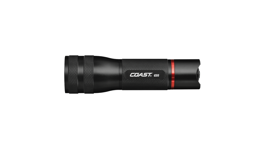 COAST G55 650 Lumen Focusing LED Flashlight, Black, Side Photo