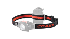 A COAST LED Headlamp with the headband of the headlamp highlighted, angled photo.