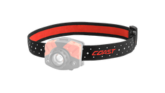 A COAST LED Headlamp with the black headband of the headlamp highlighted, angled photo.