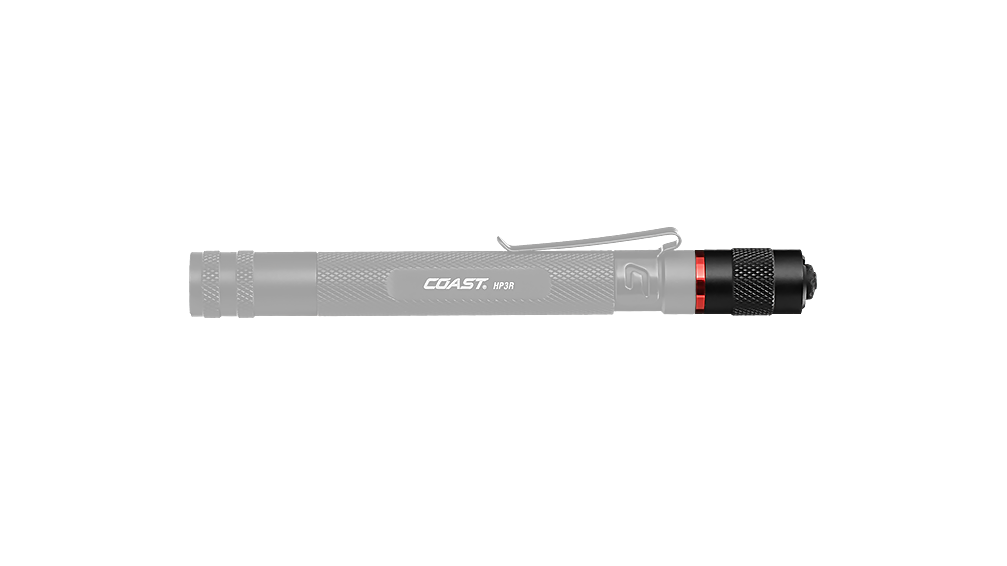 COAST HP3R 245 Lumen 5.8 Inch Rechargeable LED Flashlight Black Pocket Clip, side photo