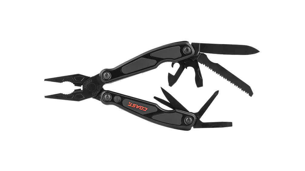 COAST LED145 Black LED Multi Tool with 15 Tools, Spring Loaded Pliers, side photo